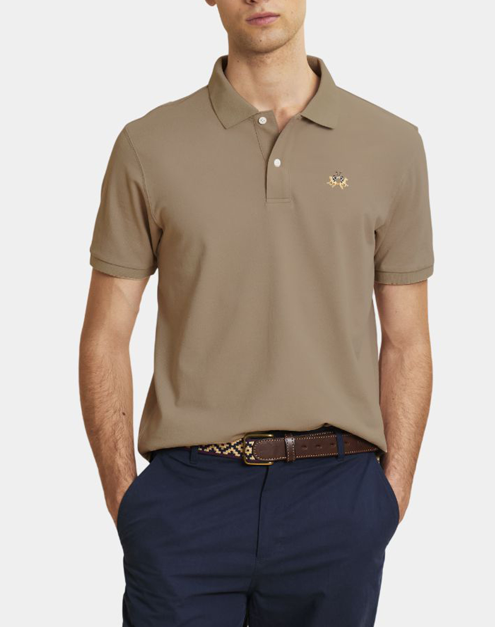 LA MARTINA ΜΠΛΟΥΖΑ ΠΟΛΟ ΚΜ MAN S/S POLO PIQUET STRETCH 3LMMCP002-04167 Brown