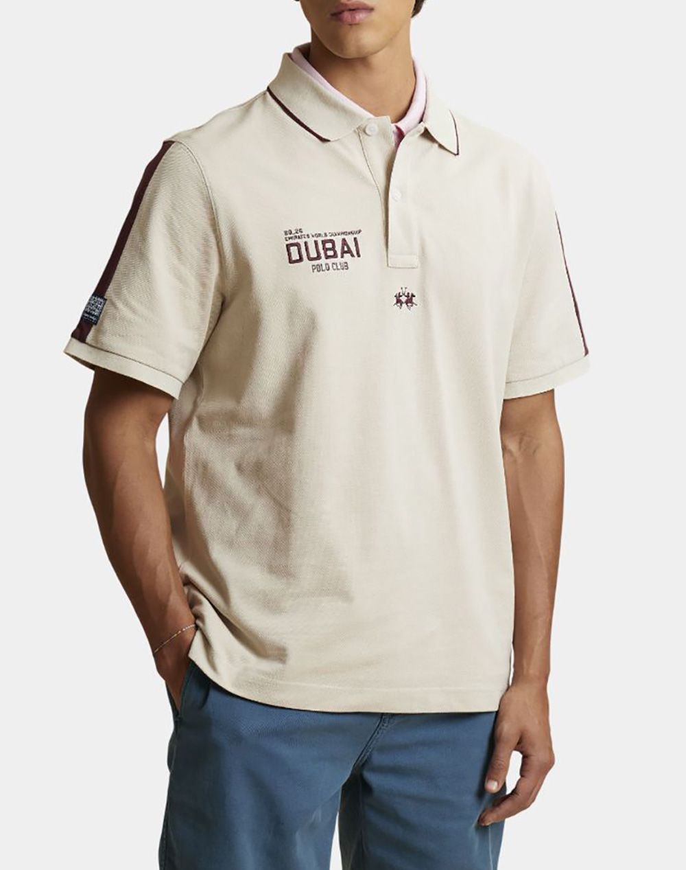 LA MARTINA ΜΠΛΟΥΖΑ ΠΟΛΟ ΚΜ MAN S/S POLO COTTON PIQUET 3LMMCP307-00009 Biege