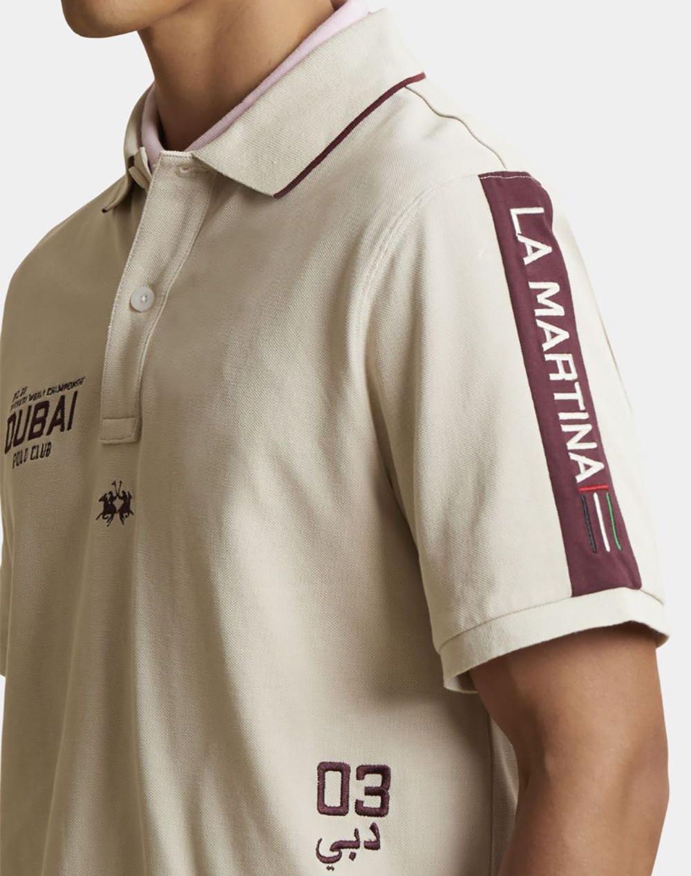 La Martina Μπλούζα Πολο Κμ Man S Polo Cotton Piquet 3Lmmcp307-00009 Biege ανδρικά ρούχα μπλούζες Politikos Shop Πολιτικός