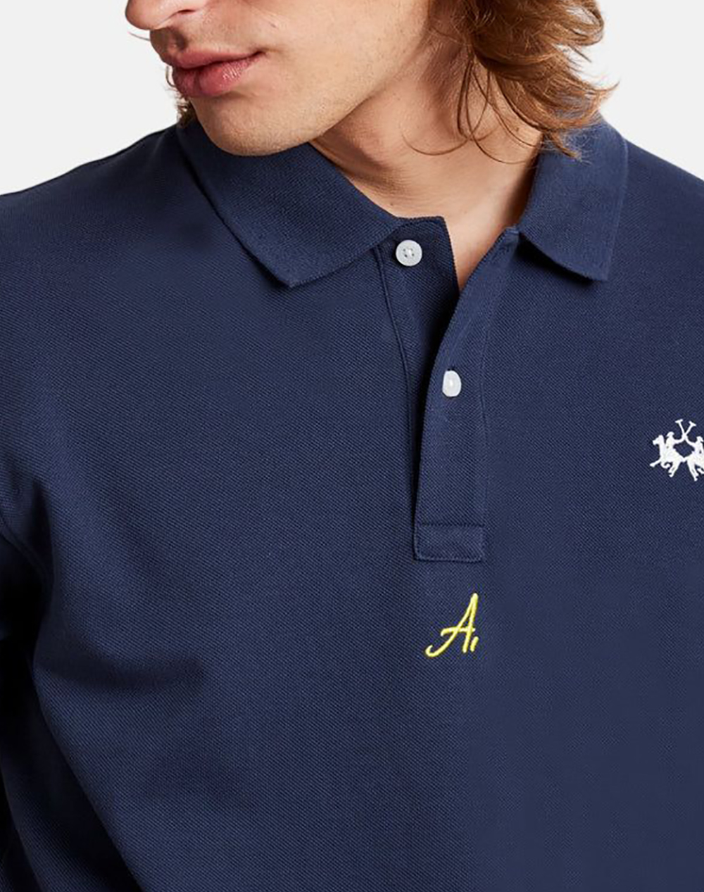 La Martina Μπλούζα Πολο Κμ Man Polo S Sleeve Cotton Pique 3Lmmcp021-07017 Navyblue ανδρικά ρούχα μπλούζες Politikos Shop Πολιτικός