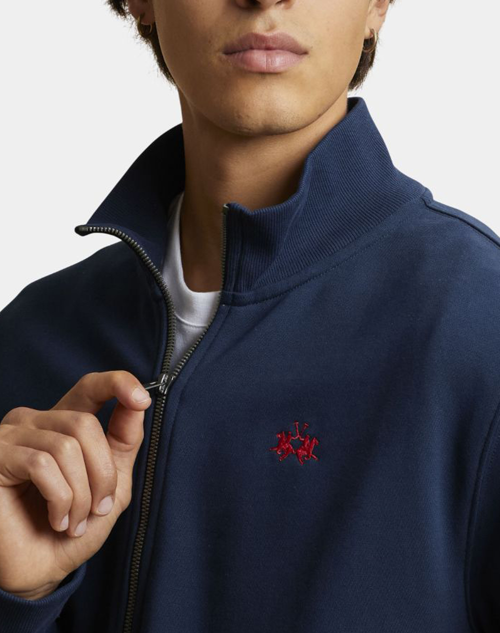 La Martina Ζακέτα Φούτερ Μμ Man Full Zip Sweatshirt Diagon 3Lmmcf004-07017 Navyblue ανδρικά ρούχα ζακέτες φούτερ Politikos Shop Πολιτικός
