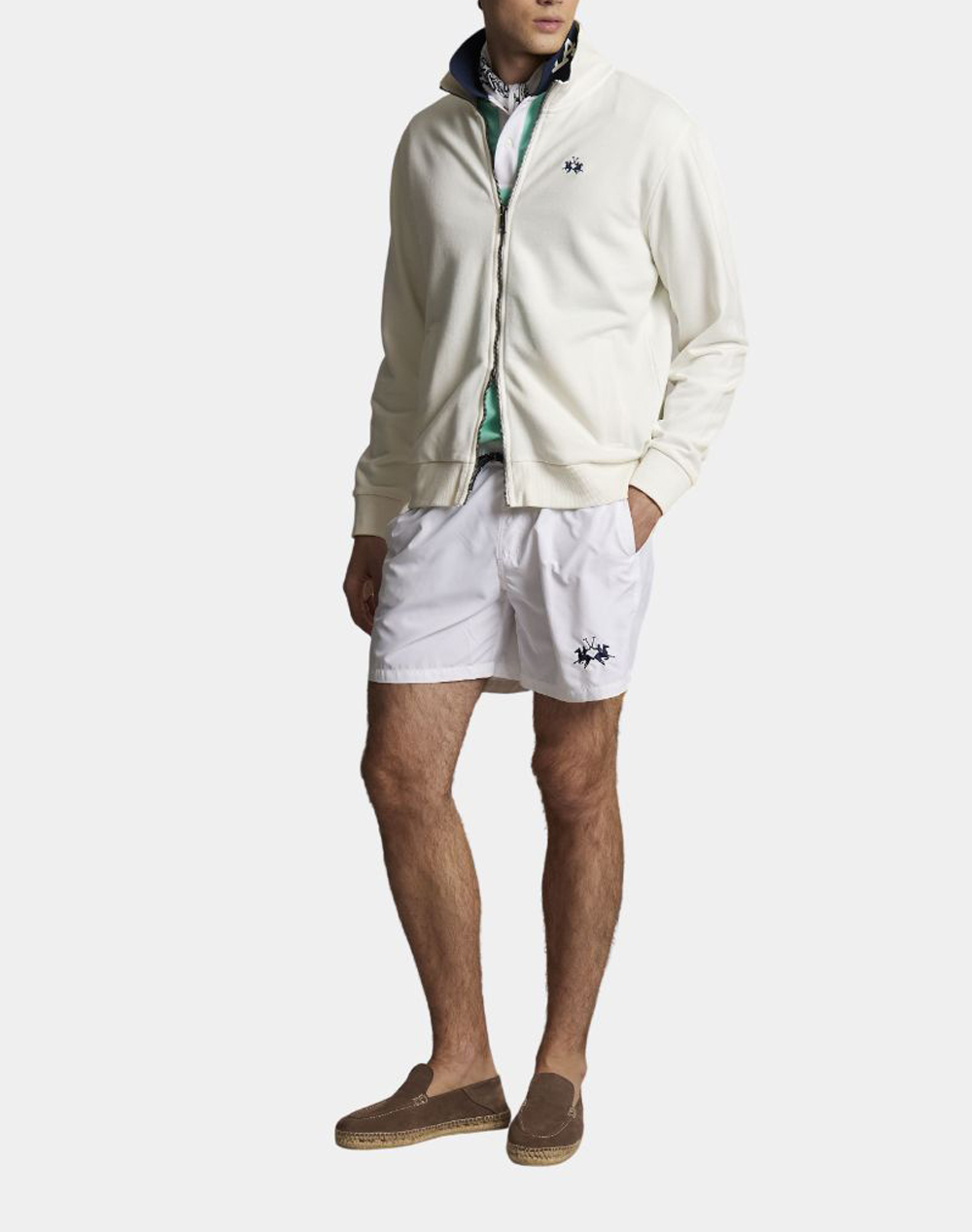 La Martina Ζακέτα Φούτερ Μμ Man Full Zip Sweatshirt Diagon 3Lmmcf004-00002 Offwhite ανδρικά ρούχα ζακέτες φούτερ Politikos Shop Πολιτικός