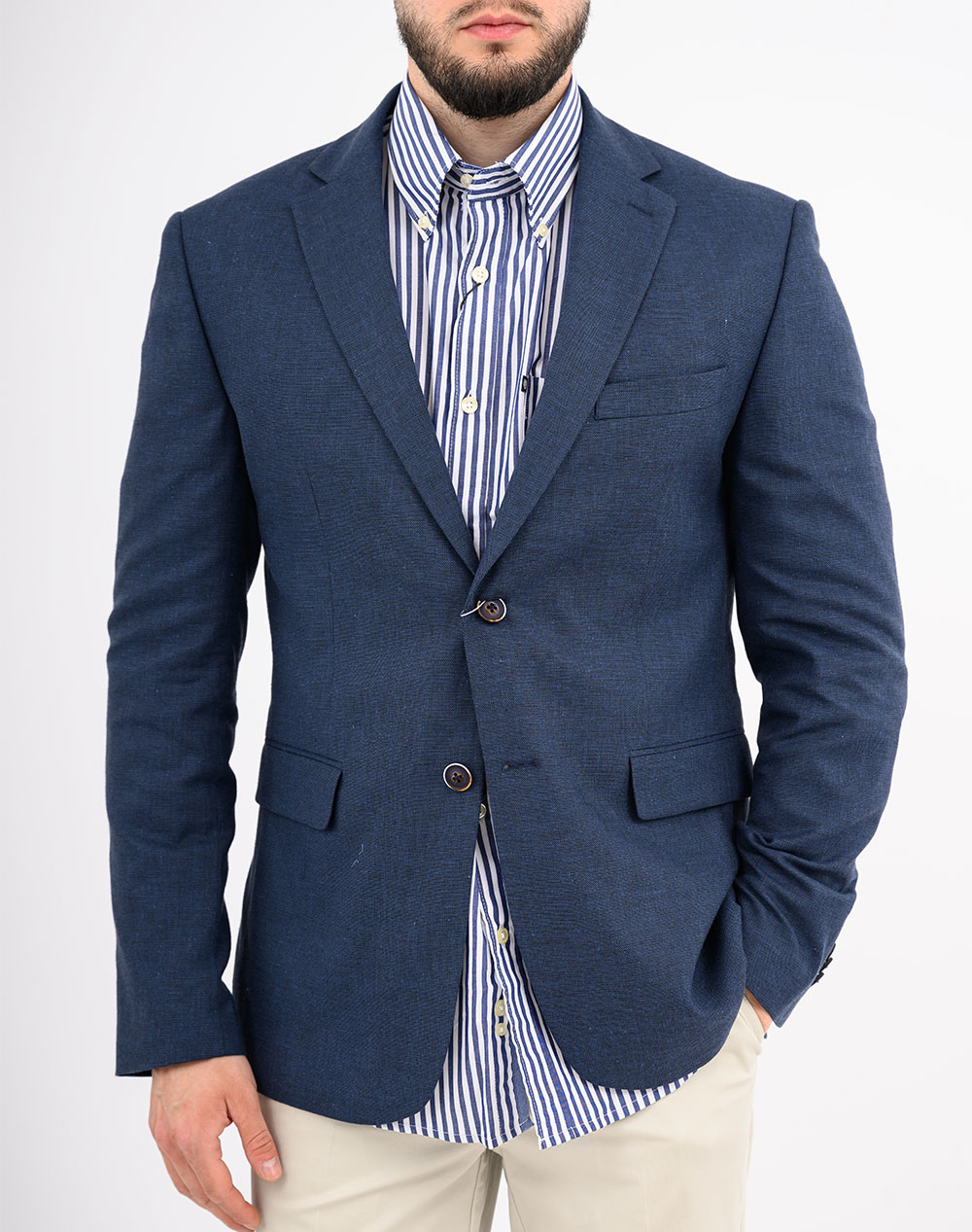 Lexton Σακακι 08 37 Mix Linen Jacket-Navy Navyblue ανδρικά ρούχα Πανωφορια Σακακια Politikos Shop Πολιτικός