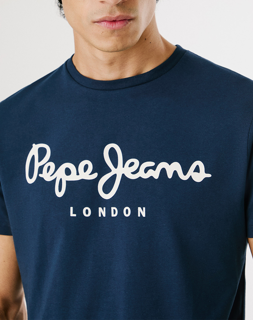 Pepe Jeans Nos Drop 2A Original Stretch N Μπλούζα Ανδρικό Pm508210-595 Navy Blue ανδρικά ρούχα μπλούζες T-Shirt Politikos Shop Πολιτικός