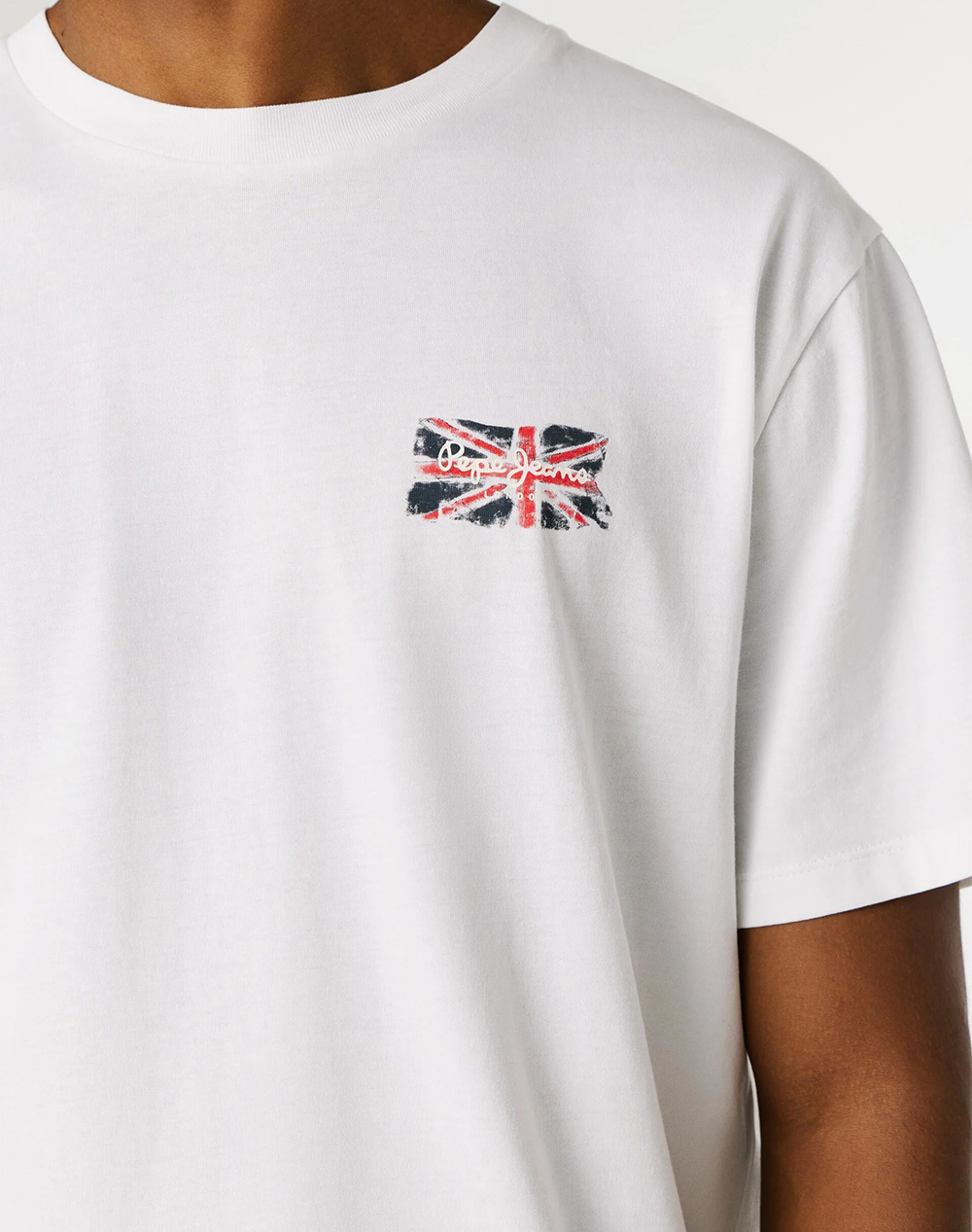 Pepe Jeans Essentials Small Flag Μπλούζα Ανδρικό Pm5010311-800 White ανδρικά ρούχα μπλούζες T-Shirt Politikos Shop Πολιτικός