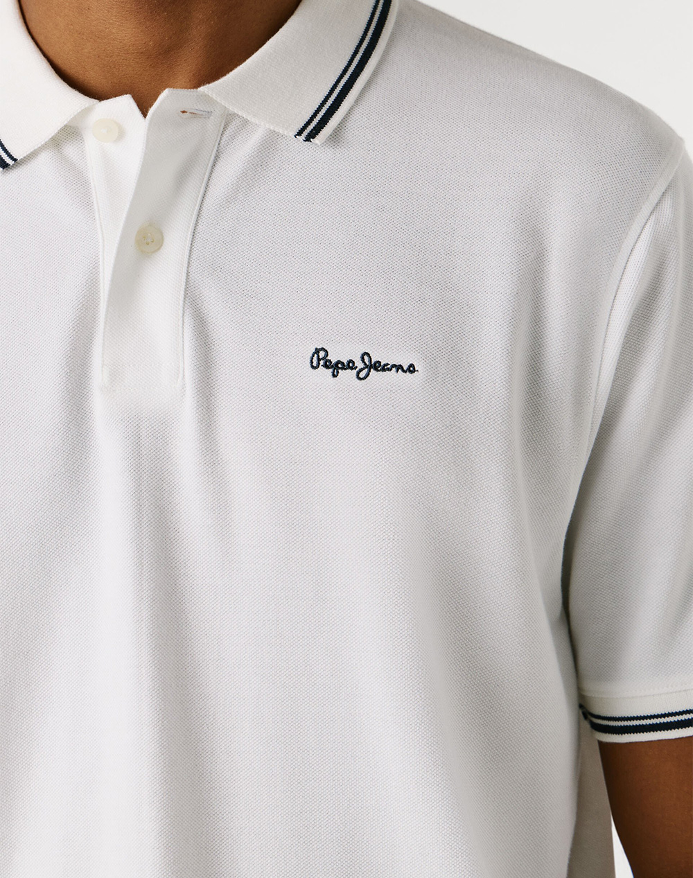 Pepe Jeans Essentials Carson Μπλούζα Ανδρικό Pm5400093-800 White ανδρικά ρούχα μπλούζες Polo Politikos Shop Πολιτικός