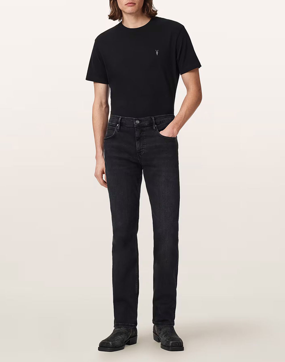 All Saints Sid Ultra Jean M015Ee-Washed Black Denimblack ανδρικά ρούχα παντελόνια Jeans Politikos Shop Πολιτικός