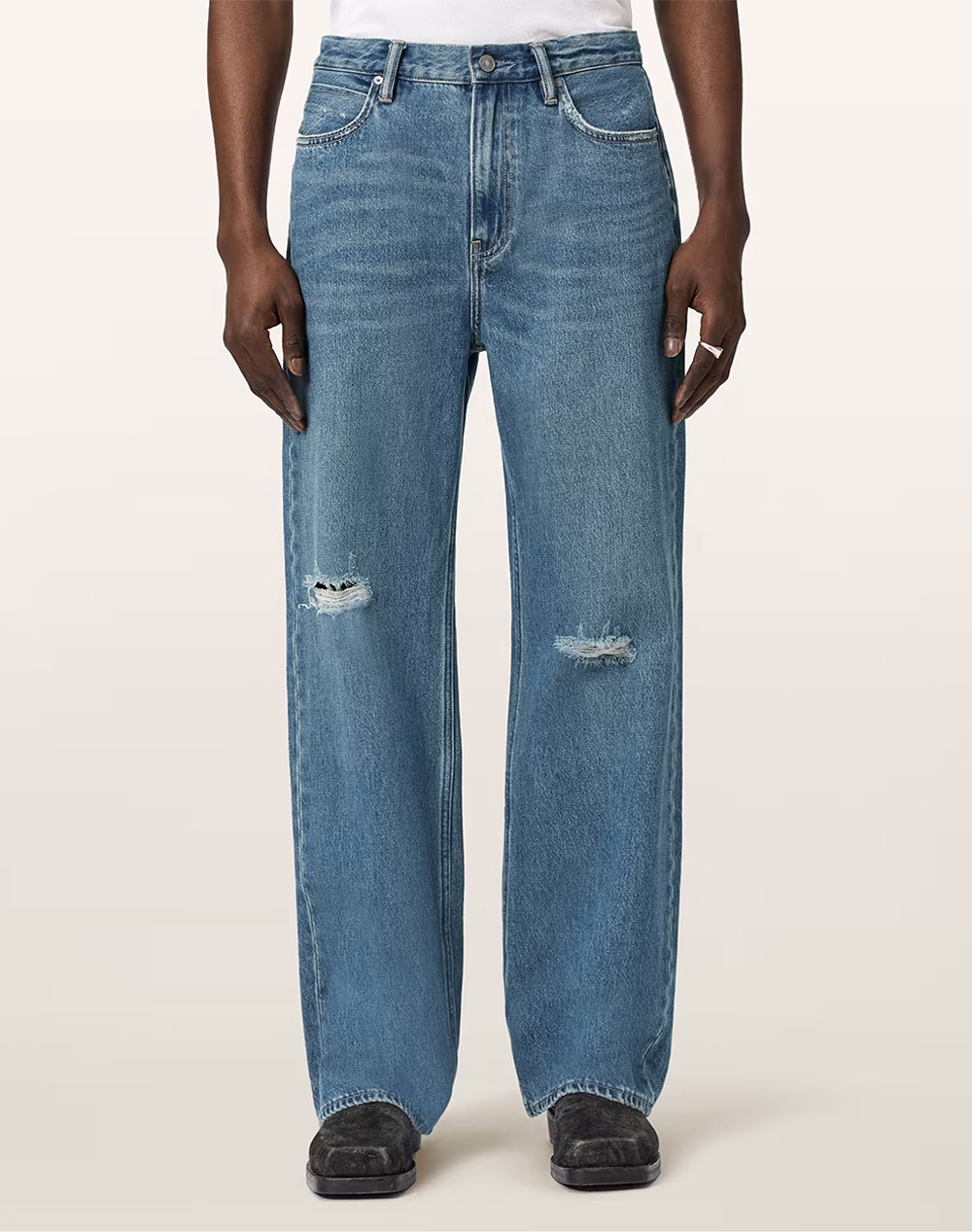 ALL SAINTS LENNY JEAN M019EE-DESTROY MID INDIGO DenimBlue