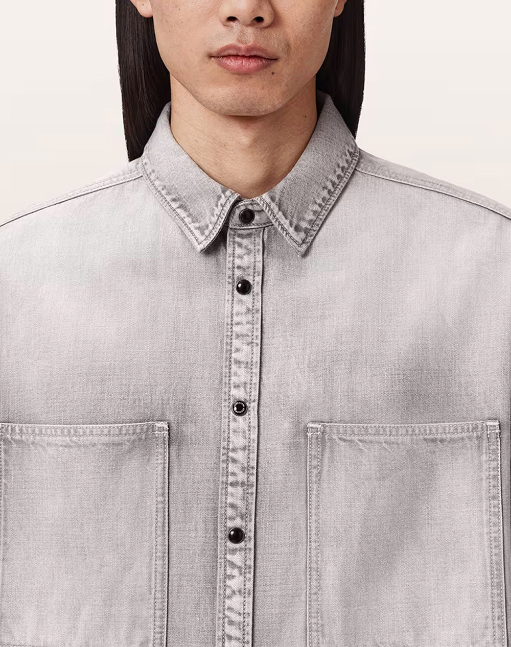 All Saints Al Canvas Shirt M088Sd-Light Grey Lightgray ανδρικά ρούχα πουκάμισα Politikos Shop Πολιτικός