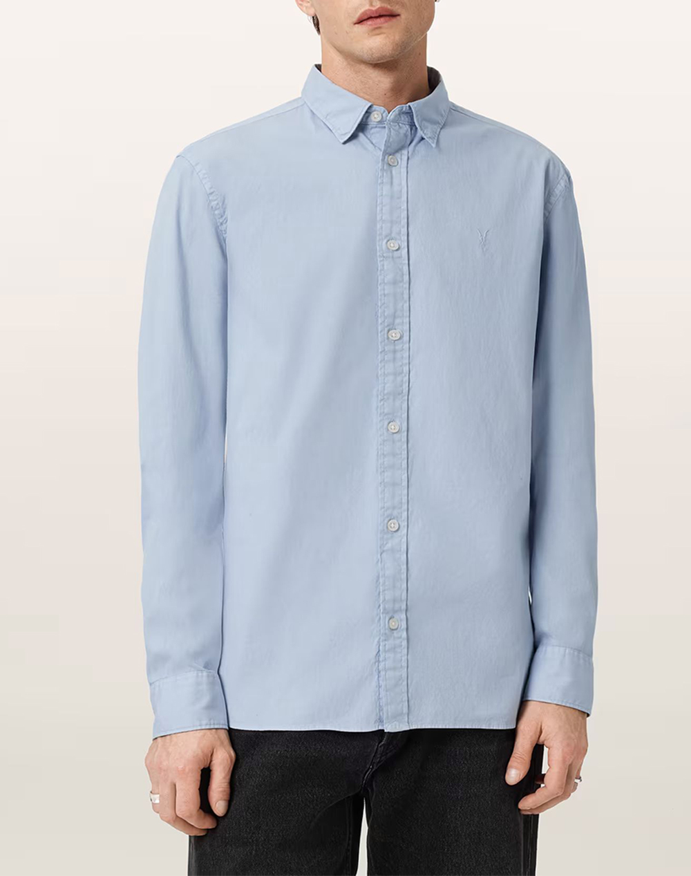 ALL SAINTS HAWTHORNE LS SHIRT M150SB-VILLA BLUE LightBlue