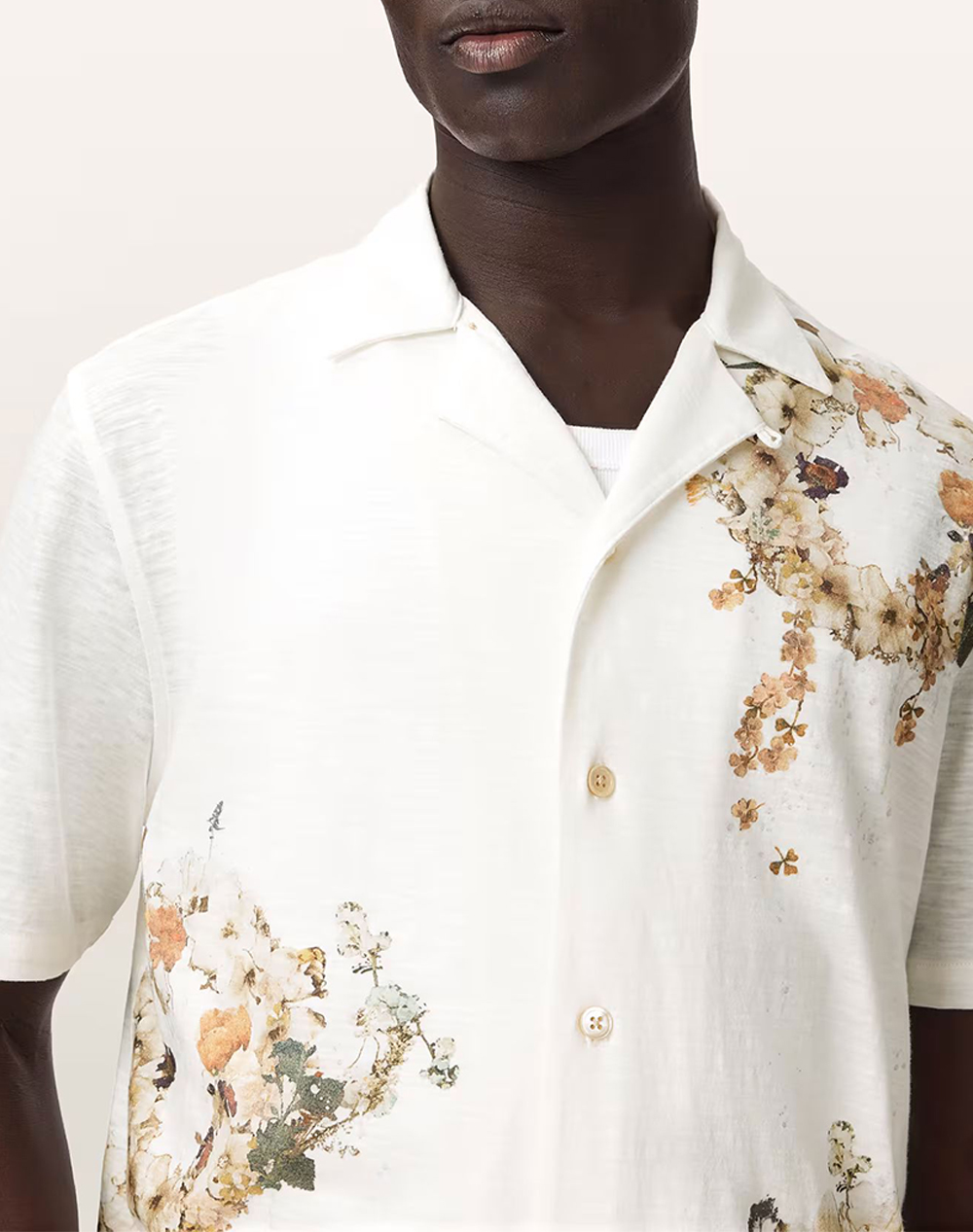 All Saints Fleur Lis Ss Shirt M106Se-Ecru Ecru ανδρικά ρούχα πουκάμισα Politikos Shop Πολιτικός