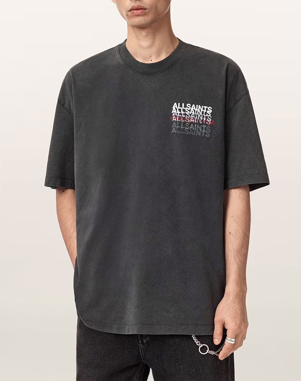 ALL SAINTS GRAPHENE SS CREW M013PE-WASHED BLACK DarkSlateGrey