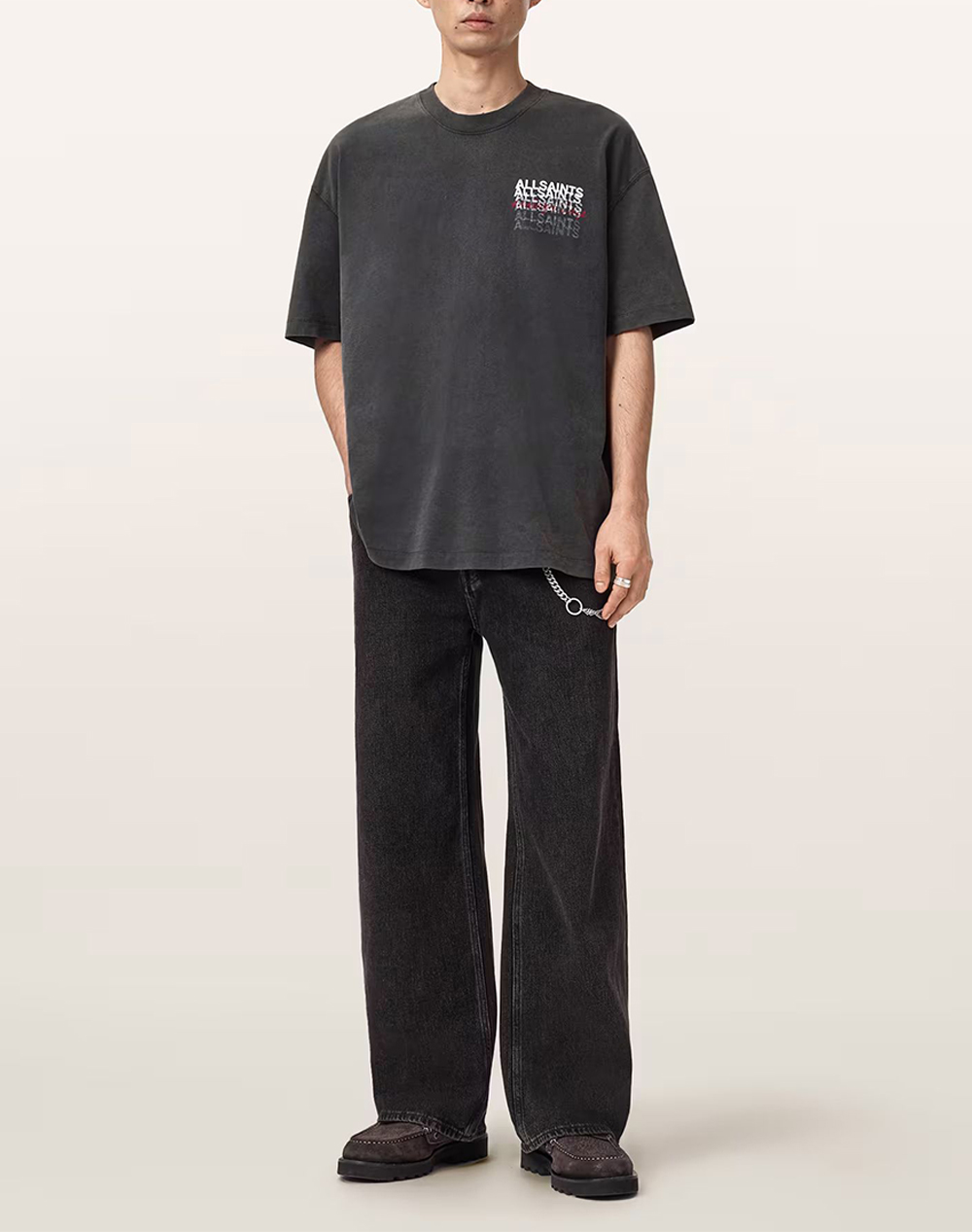 All Saints Graphene Ss Crew M013Pe-Washed Black Darkslategrey ανδρικά ρούχα μπλούζες T-Shirt Politikos Shop Πολιτικός