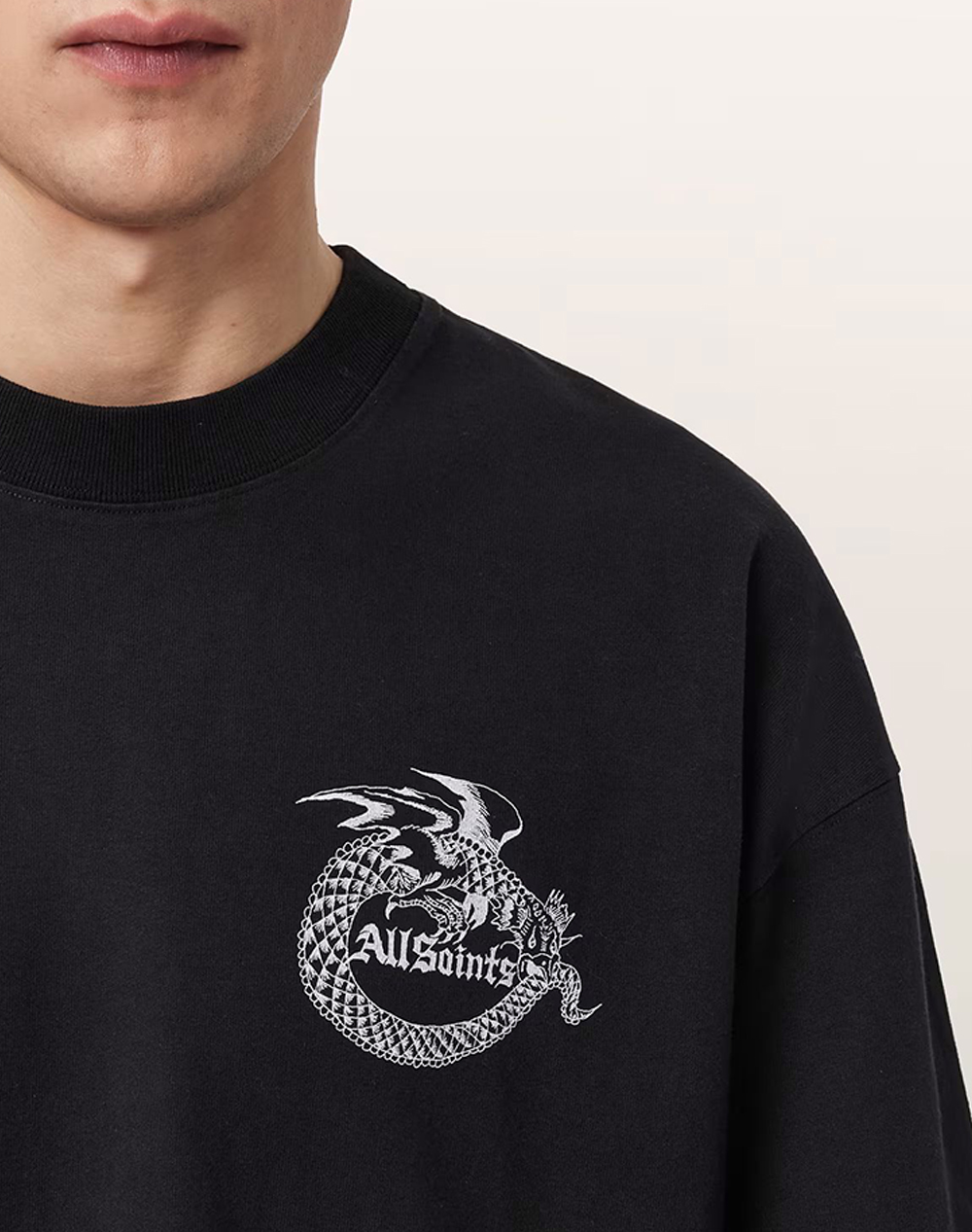 All Saints Terra Ss Crew M023Pe-Jet Black Jetblack ανδρικά ρούχα μπλούζες T-Shirt Politikos Shop Πολιτικός