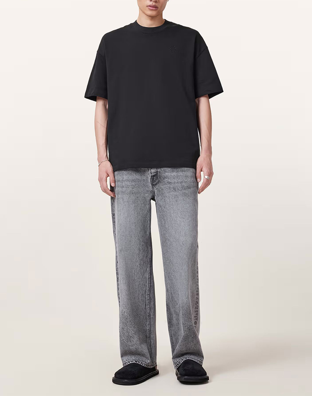 All Saints Haven Ss Crew M029Jc-Jet Black Jetblack ανδρικά ρούχα μπλούζες T-Shirt Politikos Shop Πολιτικός