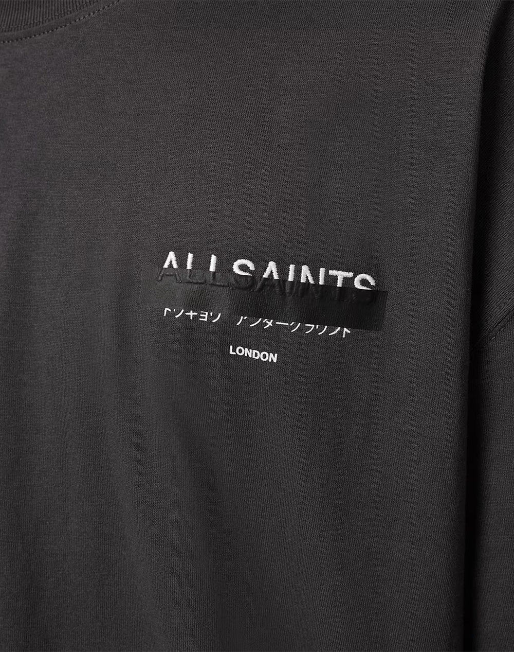 All Saints Redact Ss Crew M002Pc-Washed Black Jetblack ανδρικά ρούχα μπλούζες T-Shirt Politikos Shop Πολιτικός