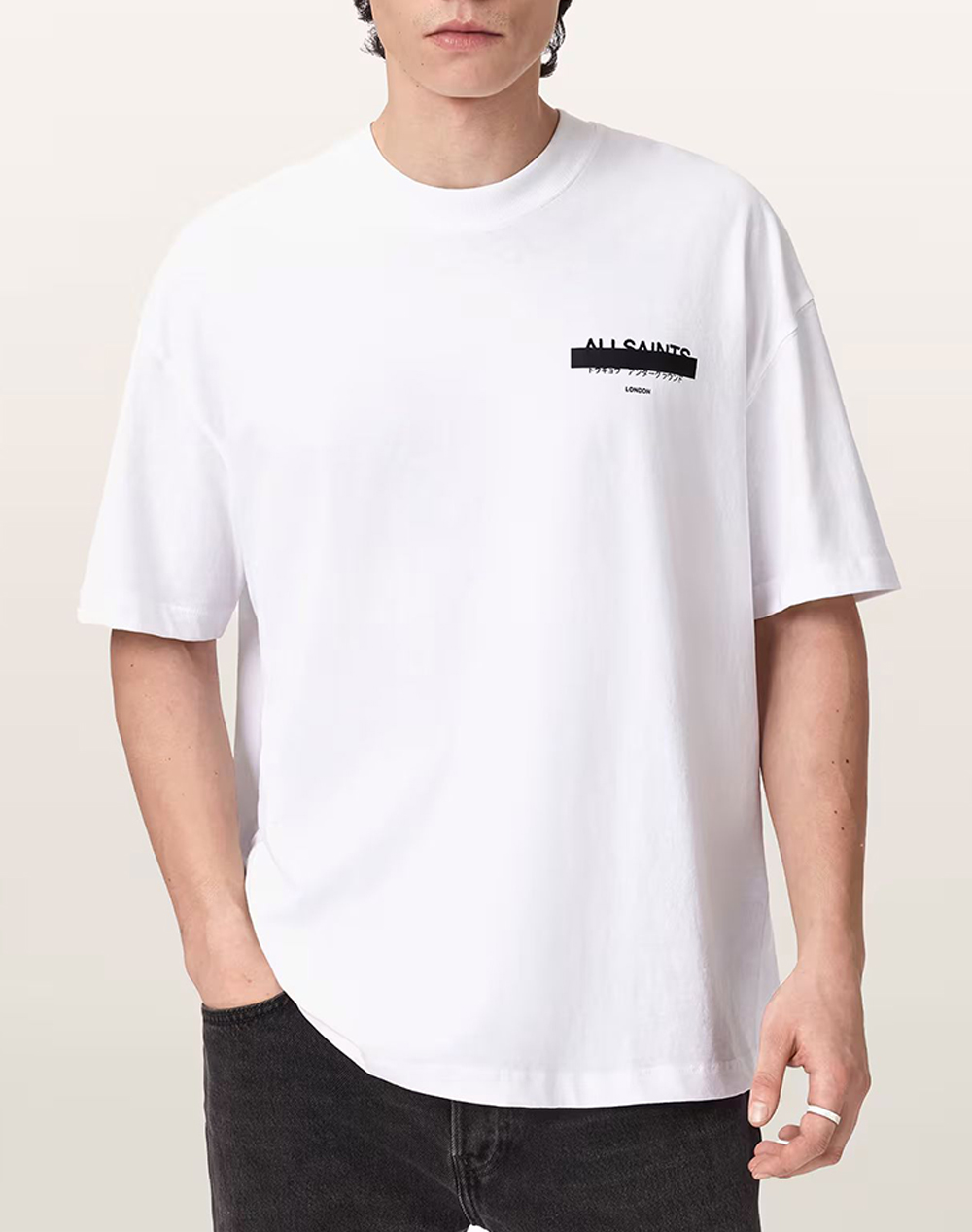 ALL SAINTS REDACT SS CREW M002PC-ASHEN WHITE White