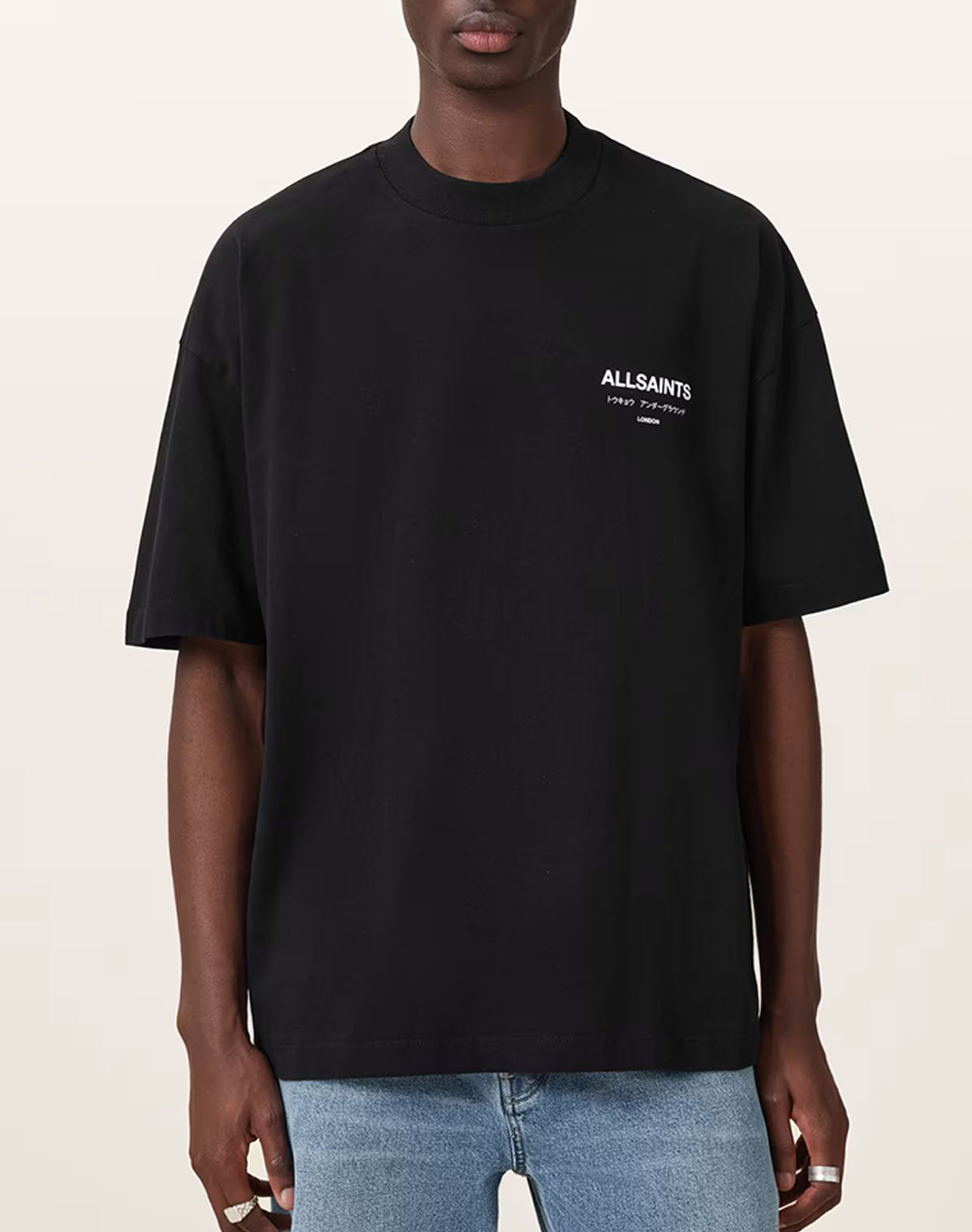 ALL SAINTS UNDERGROUND SS CREW M071PB-JET BLACK JetBlack