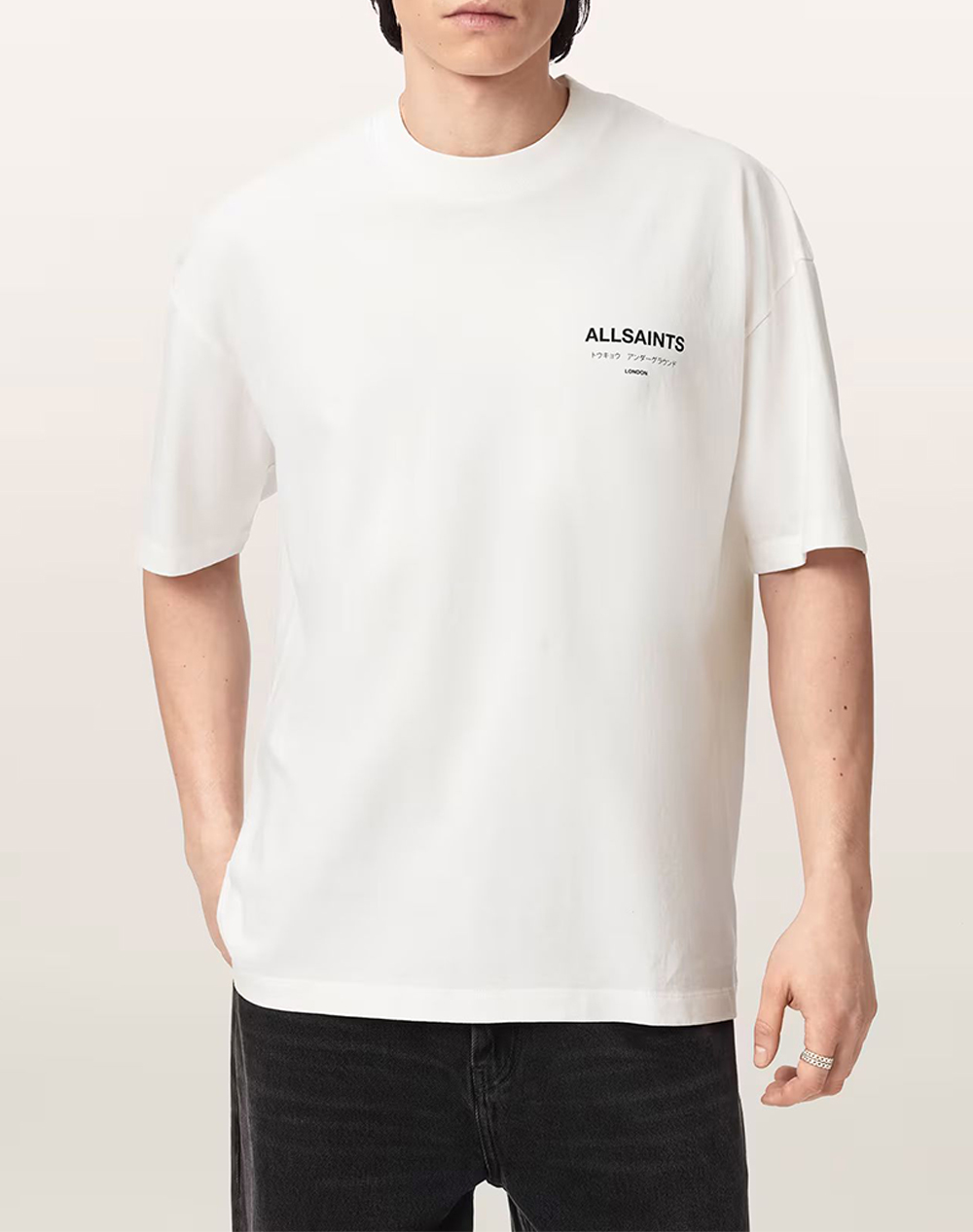ALL SAINTS UNDERGROUND SS CREW M071PB-ASHEN WHITE White