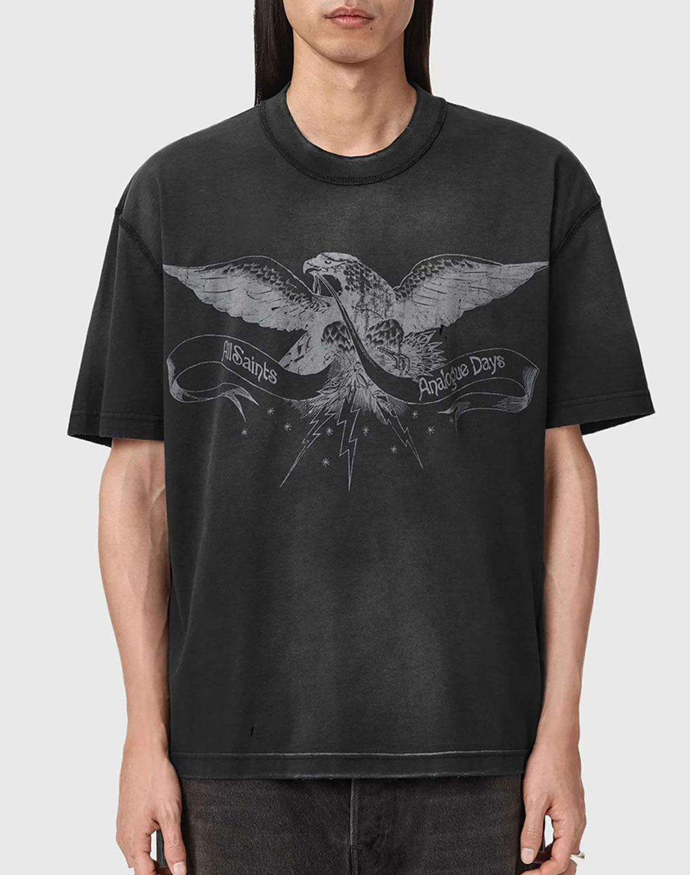 ALL SAINTS AETERNA SS CREW M010PE-WASHED BLACK JetBlack