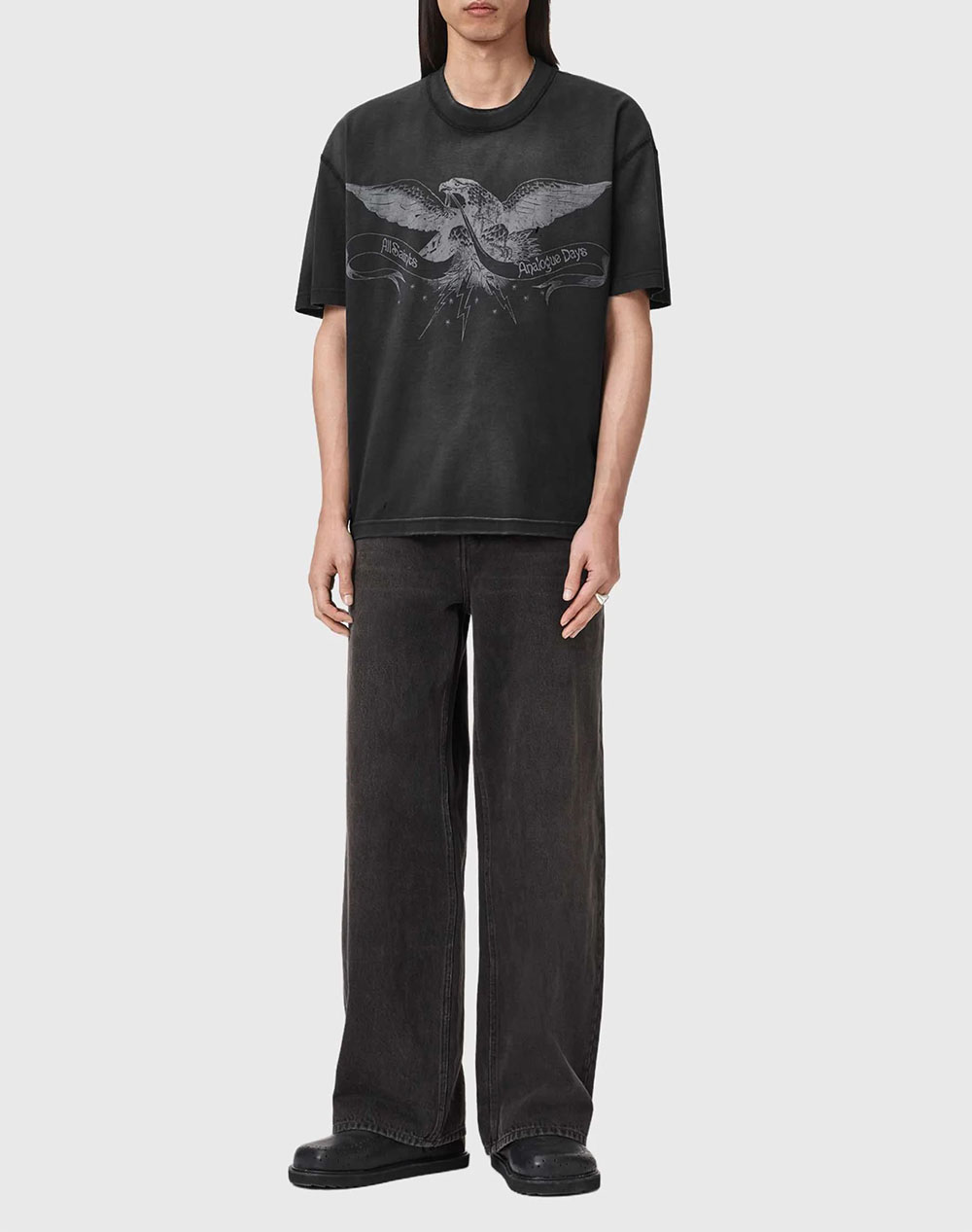 All Saints Aeterna Ss Crew M010Pe-Washed Black Jetblack ανδρικά ρούχα μπλούζες T-Shirt Politikos Shop Πολιτικός