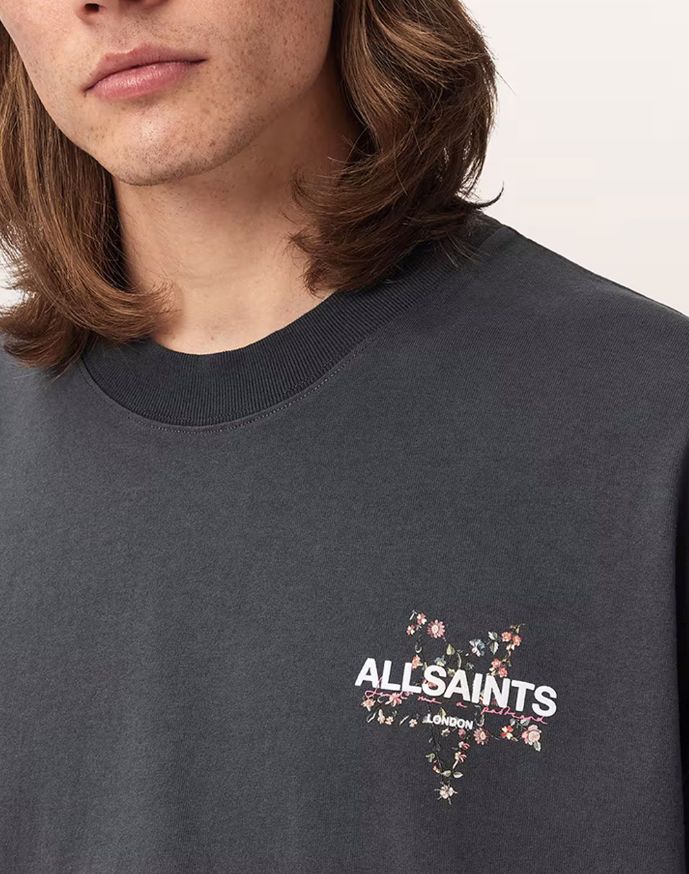 All Saints Pentacle Ss Crew M034Pe-Washed Black Darkslategrey ανδρικά ρούχα μπλούζες T-Shirt Politikos Shop Πολιτικός