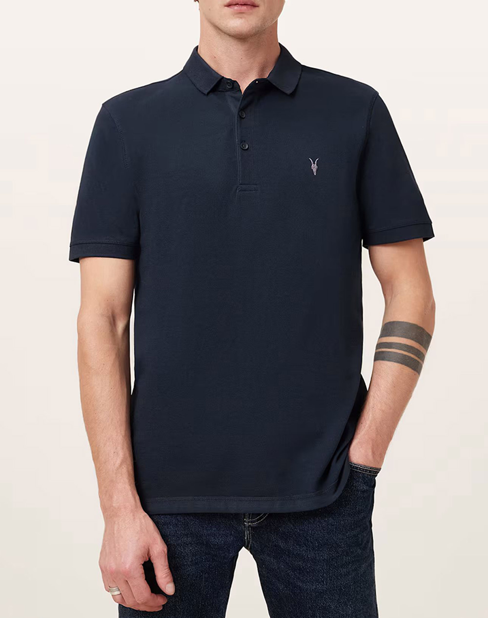 ALL SAINTS REFORM SS POLO M075PB-NAVY BLUE NavyBlue