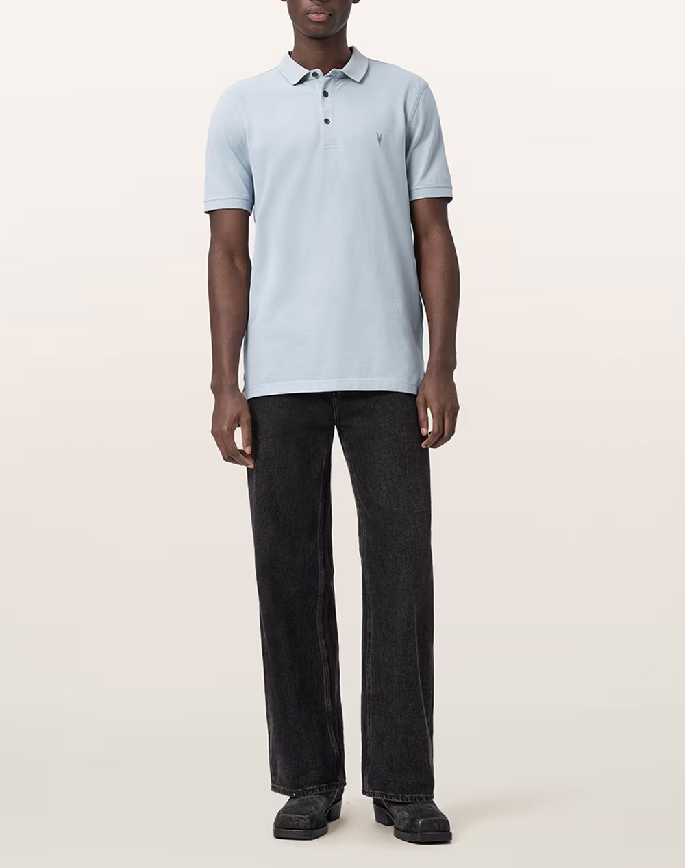 All Saints Reform Ss Polo M075Pb-Misty Blue Skyblue ανδρικά ρούχα μπλούζες Politikos Shop Πολιτικός