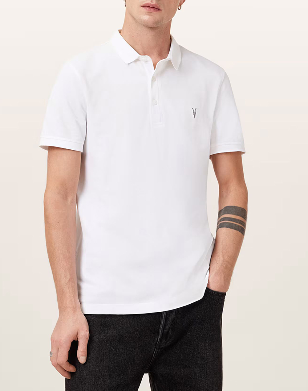 ALL SAINTS REFORM SS POLO M075PB-OPTIC WHITE White