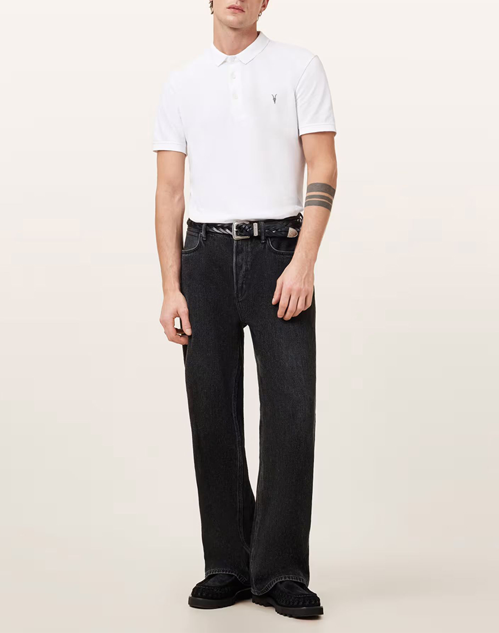 All Saints Reform Ss Polo M075Pb-Optic White ανδρικά ρούχα μπλούζες Politikos Shop Πολιτικός