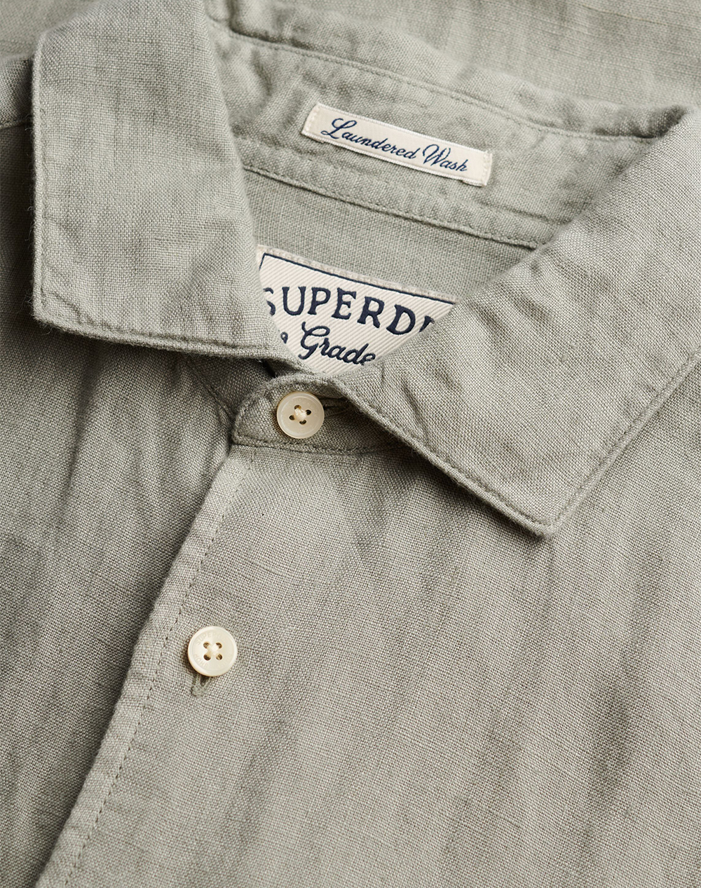Superdry D2 Stud Riviera L S Linen Shirt Πουκαμισο Ανδρικό M4011103A-J3C Khaki ανδρικά ρούχα πουκάμισα Politikos Shop Πολιτικός