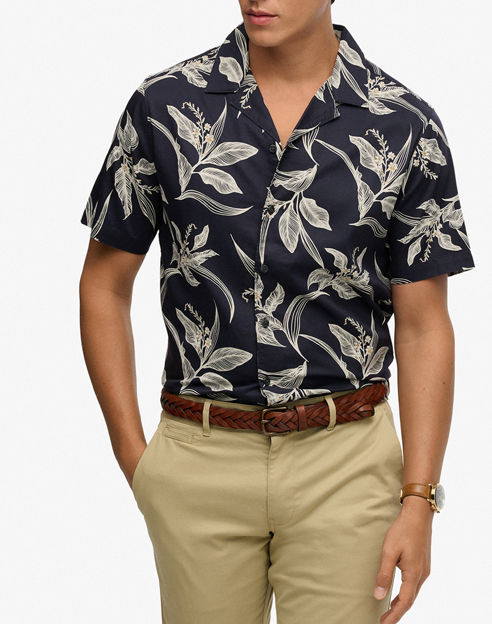 Superdry D1 Ovin Hawaiian Print S Shirt Πουκαμισο Ανδρικό M4011128A-J9Q Navyblue ανδρικά ρούχα πουκάμισα Politikos Shop Πολιτικός