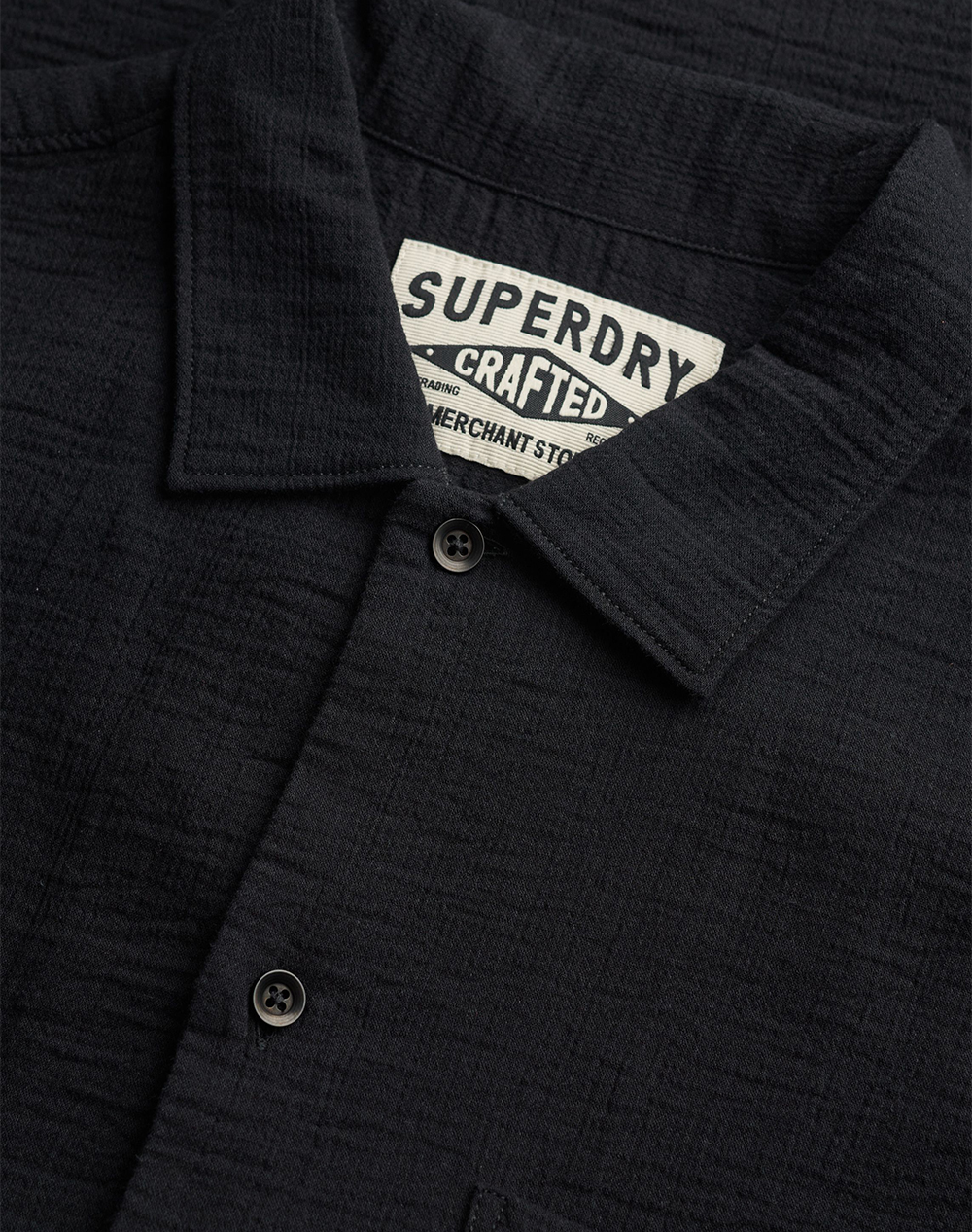 Superdry D2 Stud Merchant Textured S Shirt Πουκαμισο Ανδρικό M4011123A-02A Black ανδρικά ρούχα πουκάμισα Politikos Shop Πολιτικός