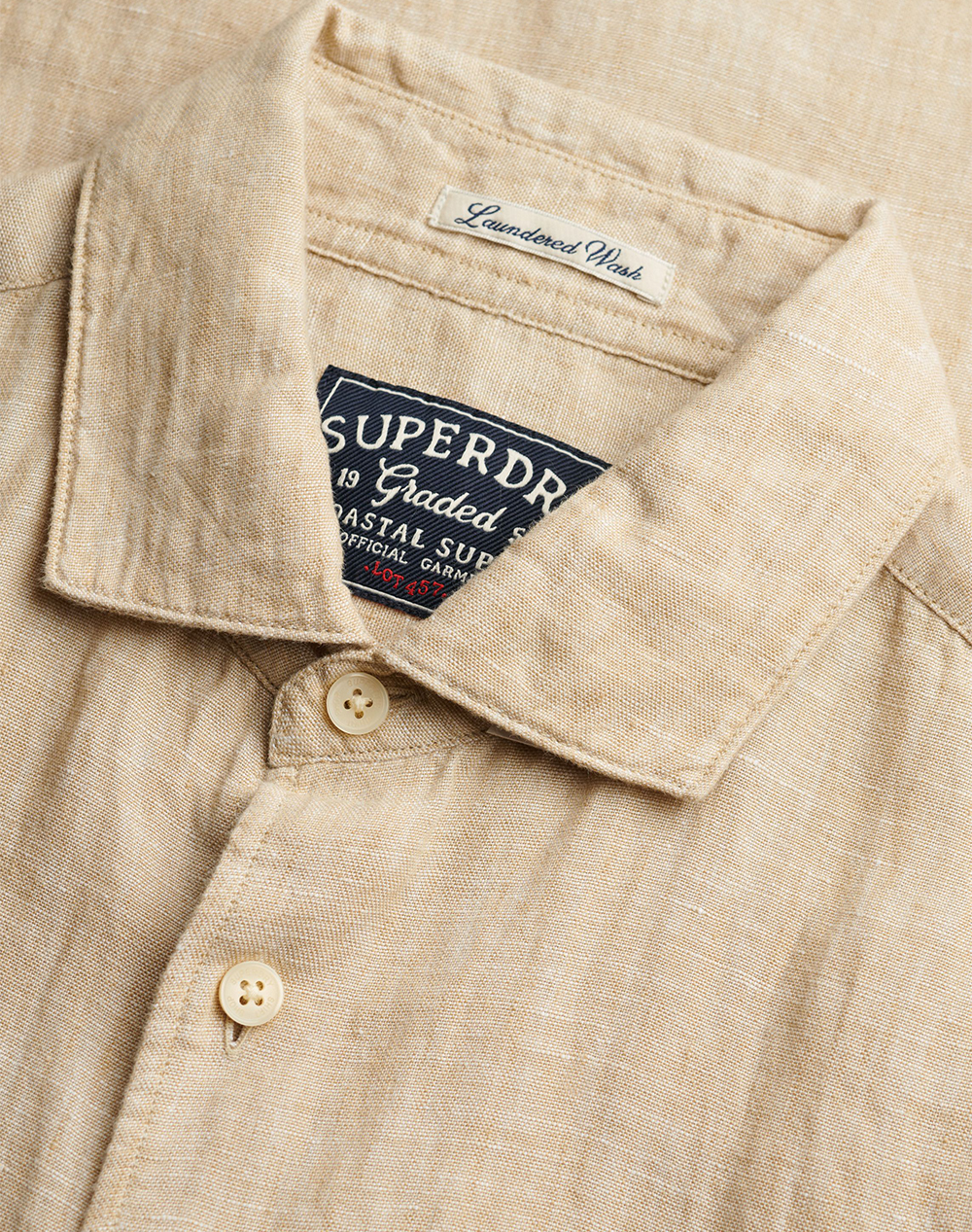 Superdry D3 Stud Riviera S Linen Shirt Πουκαμισο Ανδρικό M4011104A-J9H Biege ανδρικά ρούχα πουκάμισα Politikos Shop Πολιτικός