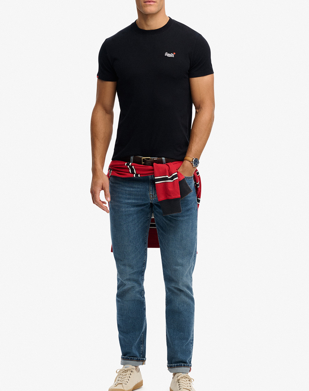 Superdry D1 Essential Contrast Emb Tee Μπλούζα Ανδρικό M1012078B-02A Black ανδρικά ρούχα μπλούζες T-Shirt Politikos Shop Πολιτικός