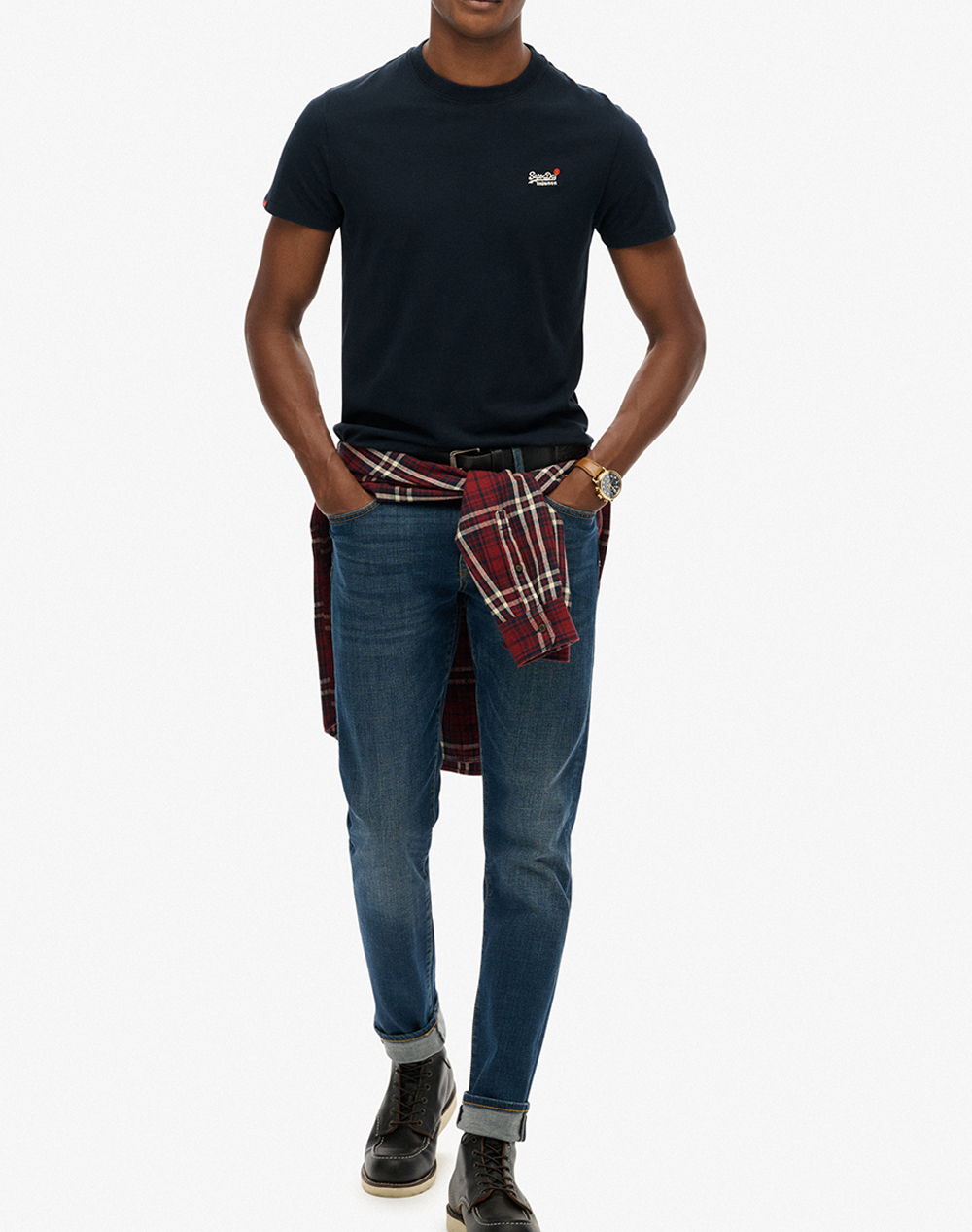 Superdry D1 Essential Contrast Emb Tee Μπλούζα Ανδρικό M1012078B-98T Darkblue ανδρικά ρούχα μπλούζες T-Shirt Politikos Shop Πολιτικός
