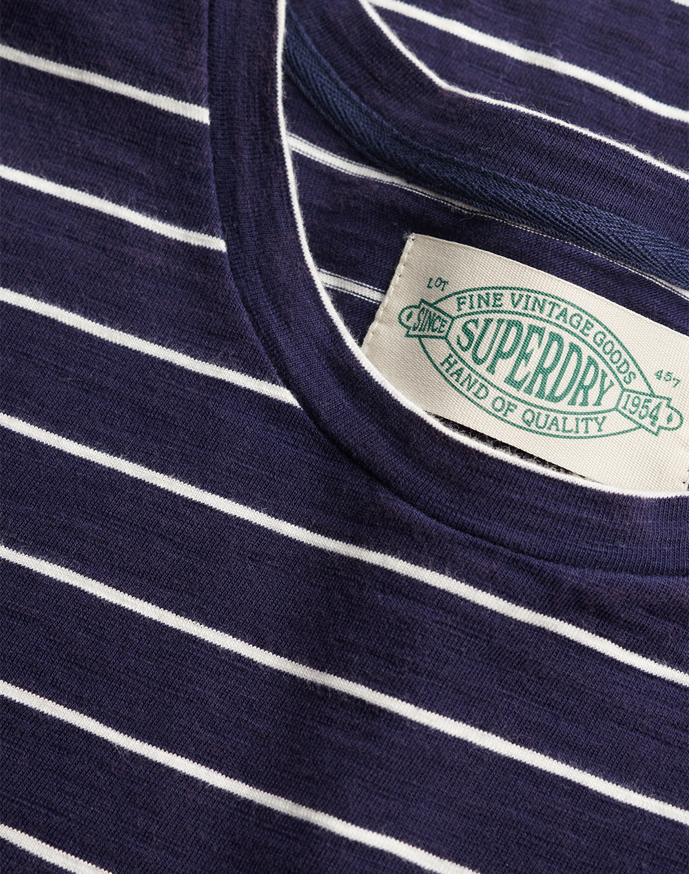 Superdry D2 Ovin Classic Essential Stripe Tee Μπλούζα Ανδρικό M1012346A-2Iu Navyblue ανδρικά ρούχα μπλούζες T-Shirt Politikos Shop Πολιτικός