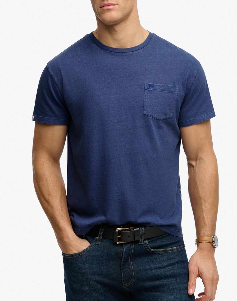 SUPERDRY D1 COTTON CLASSIC LINEN PKT TEE ΜΠΛΟΥΖΑ ΑΝΔΡΙΚΟ M1012371A-K3Z Blue