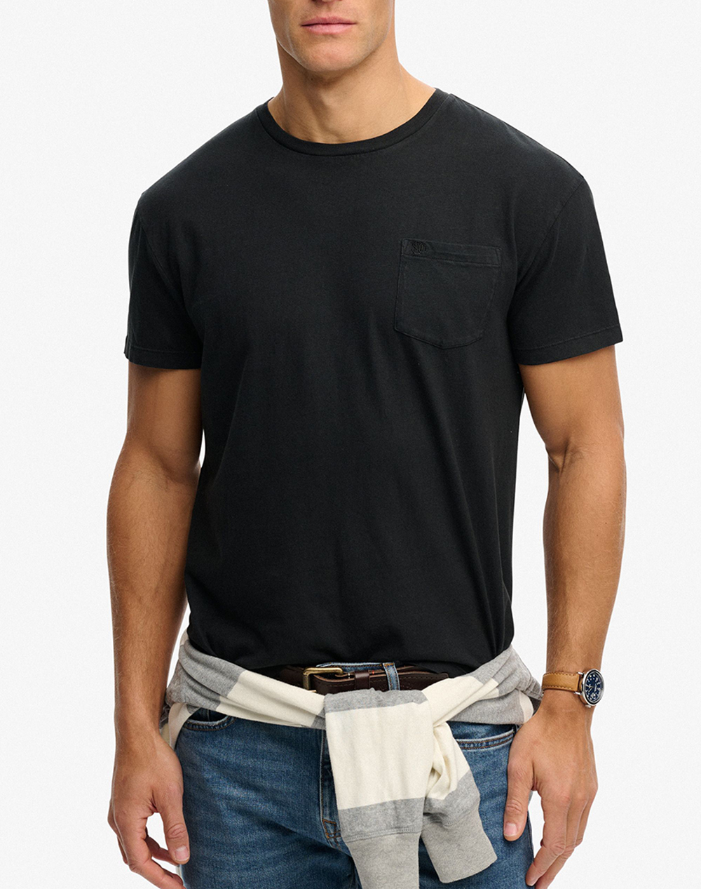 SUPERDRY D1 COTTON CLASSIC LINEN PKT TEE ΜΠΛΟΥΖΑ ΑΝΔΡΙΚΟ M1012371A-12A JetBlack