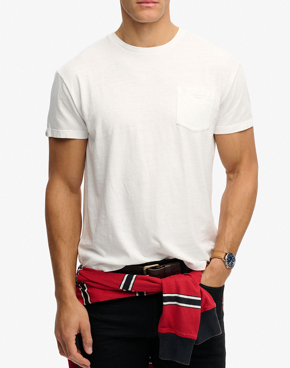 SUPERDRY D1 COTTON CLASSIC LINEN PKT TEE ΜΠΛΟΥΖΑ ΑΝΔΡΙΚΟ M1012371A-K3Y OffWhite