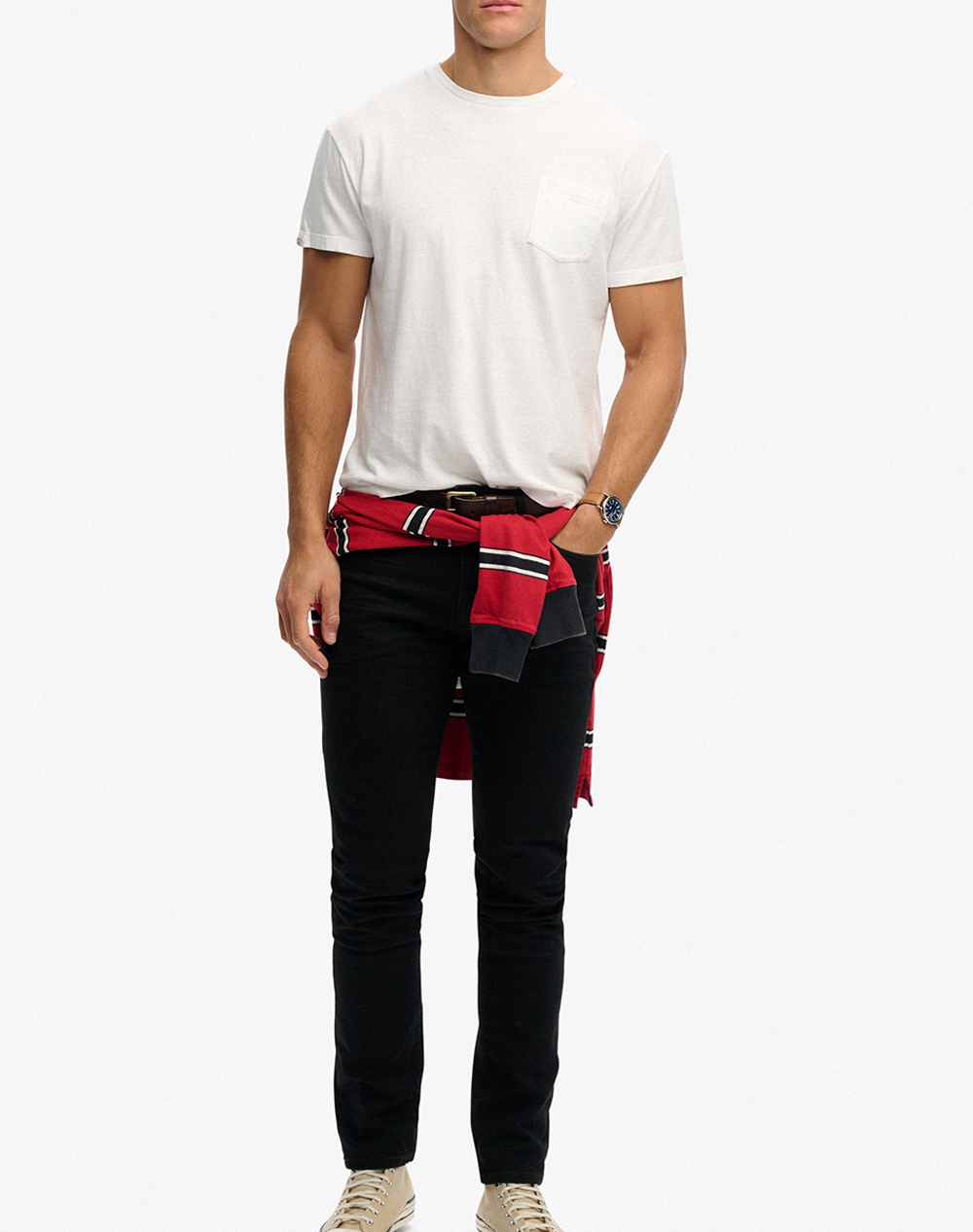Superdry D1 Cotton Classic Linen Pkt Tee Μπλούζα Ανδρικό M1012371A-K3Y Offwhite ανδρικά ρούχα μπλούζες T-Shirt Politikos Shop Πολιτικός