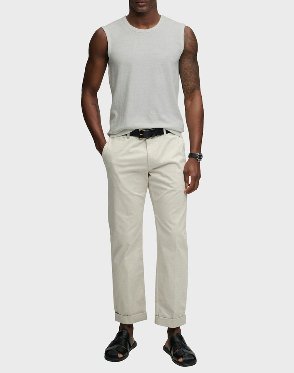 Superdry D3 Ovin Classic Cotton Linen Tank Μπλούζα Ανδρικό M6010954A-K3Y Offwhite ανδρικά ρούχα μπλούζες T-Shirt Politikos Shop Πολιτικός
