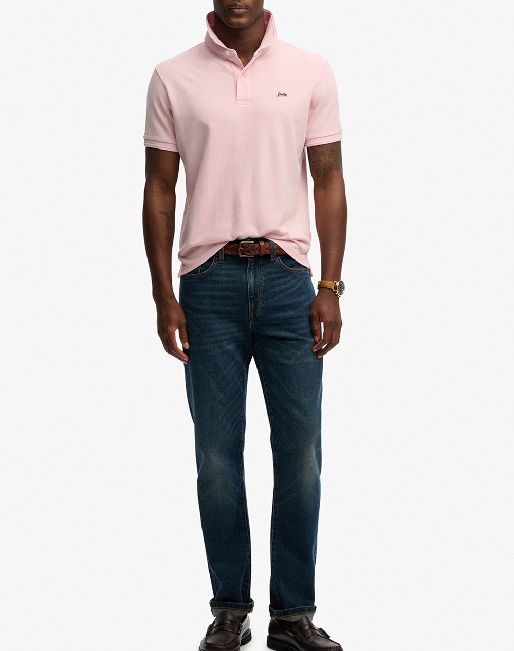 Superdry D1 Classic Pique Polo Μπλούζα Ανδρικό M1110452A-3Ki Lightpink ανδρικά ρούχα μπλούζες Politikos Shop Πολιτικός