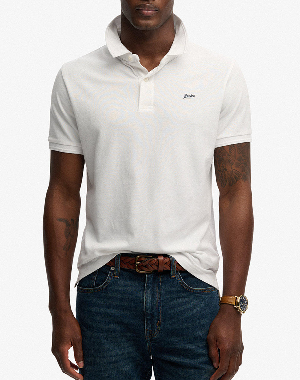 SUPERDRY D1 CLASSIC PIQUE POLO ΜΠΛΟΥΖΑ ΑΝΔΡΙΚΟ M1110452A-01C White