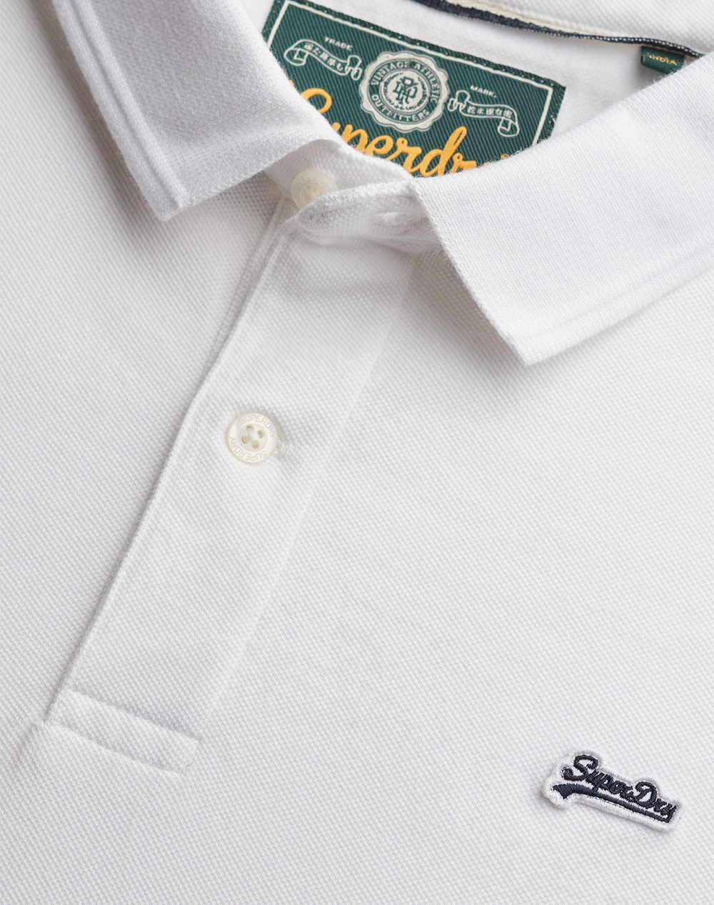 Superdry D1 Classic Pique Polo Μπλούζα Ανδρικό M1110452A-01C White ανδρικά ρούχα μπλούζες Politikos Shop Πολιτικός