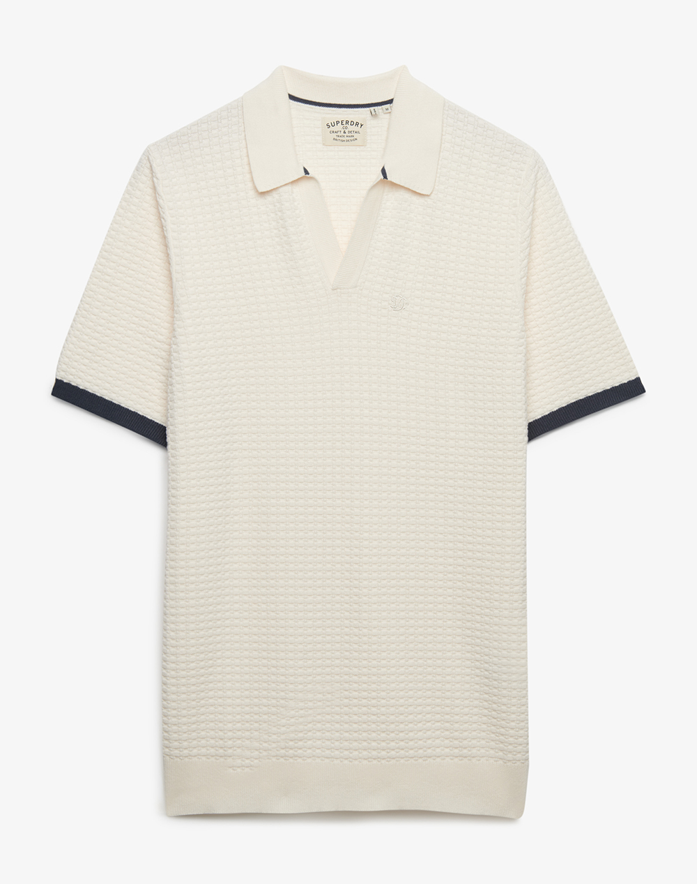 SUPERDRY D2 STUD JOHNNY COLLAR KNITTED POLO ΜΠΛΟΥΖΑ ΑΝΔΡΙΚΟ M1110459A-H5E Cream