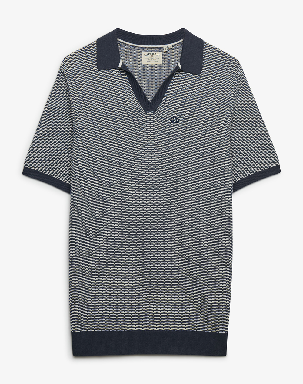 SUPERDRY D2 STUD JOHNNY COLLAR KNITTED POLO ΜΠΛΟΥΖΑ ΑΝΔΡΙΚΟ M1110459A-K9S NavyBlue