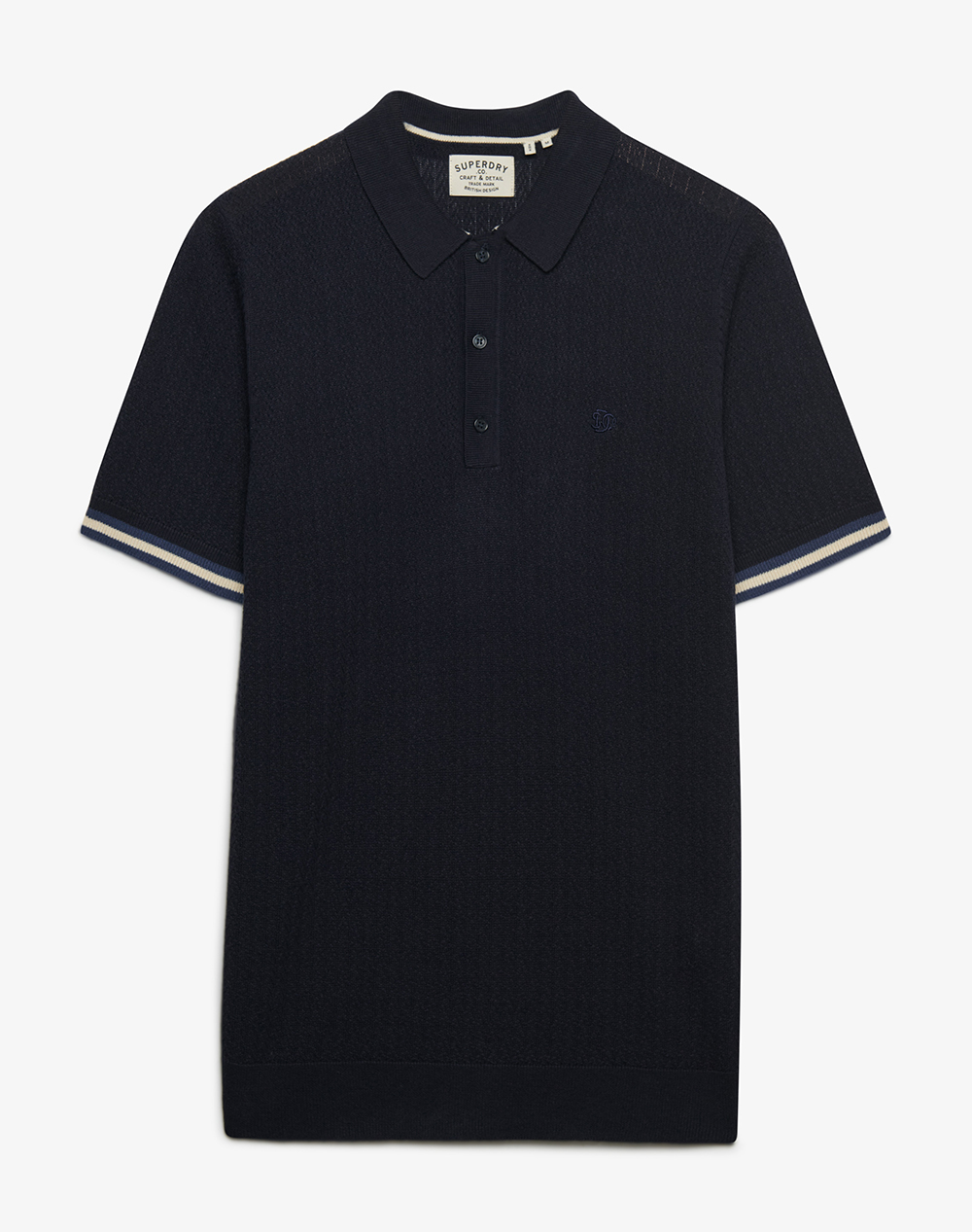 SUPERDRY D2 STUD KNITTED TEXTURE S/S POLO ΜΠΛΟΥΖΑ ΑΝΔΡΙΚΟ M1110458A-K9T NavyBlue