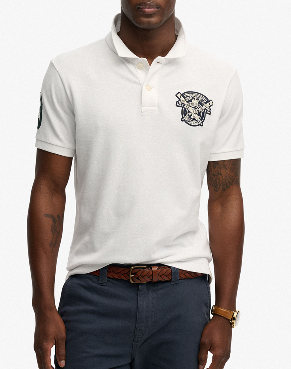 SUPERDRY D2 CREST POLO ΜΠΛΟΥΖΑ ΑΝΔΡΙΚΟ M1110466A-01C White