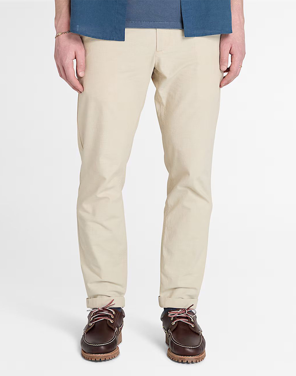 Timberland Ανδρικό Παντελόνι Τύπου Jogger Ιβουάρ Βαμβάκι